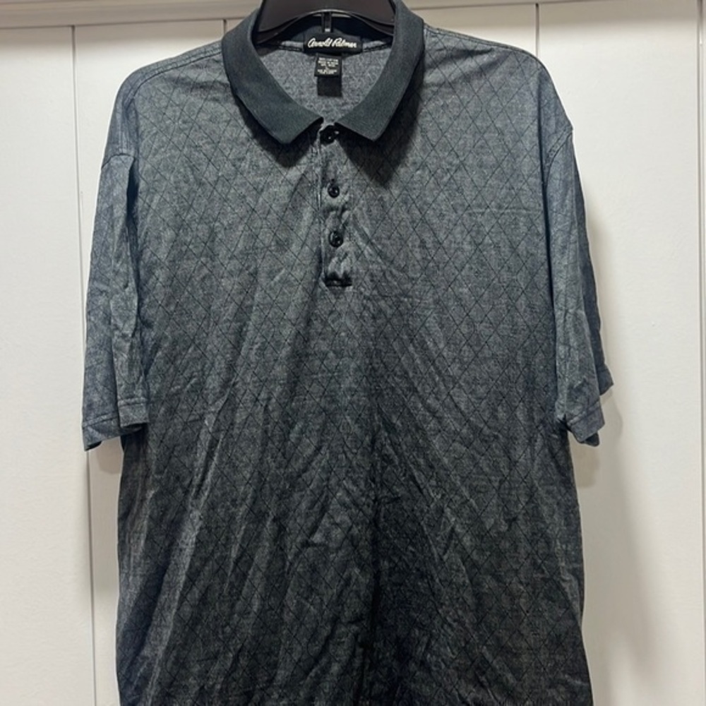 Arnold Palmer Mens Short Sleeve Polo Golf Shirt Size Large Gray 100% Cotton